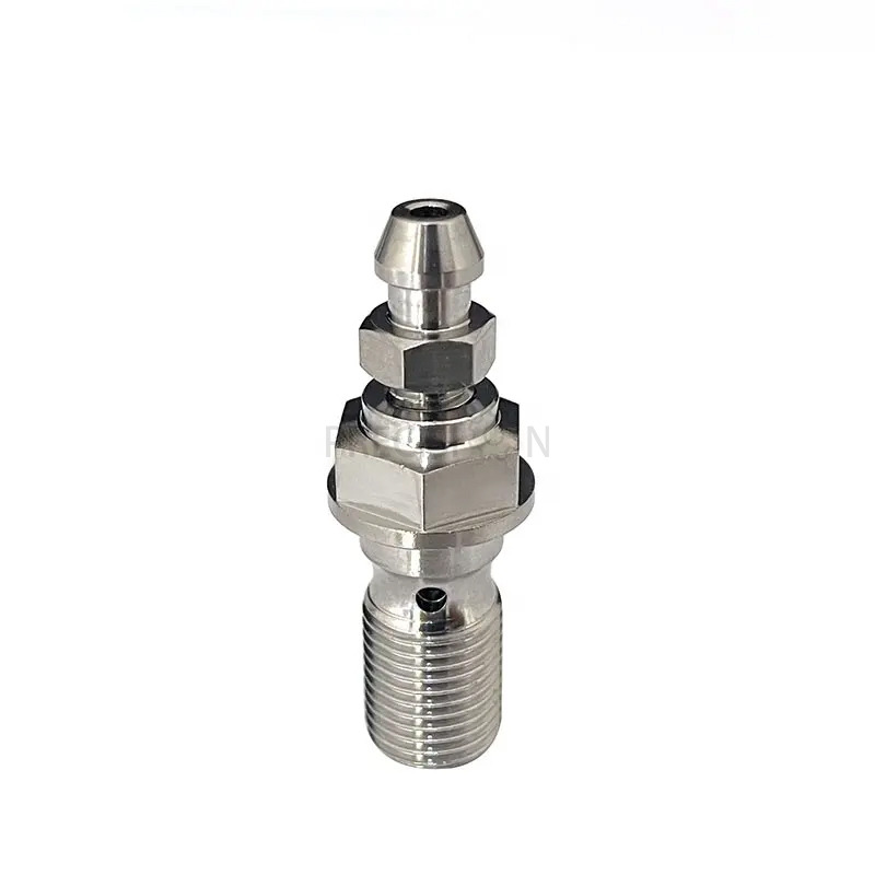 Titanium Banjo Bolt with Bleed Nipple Screw