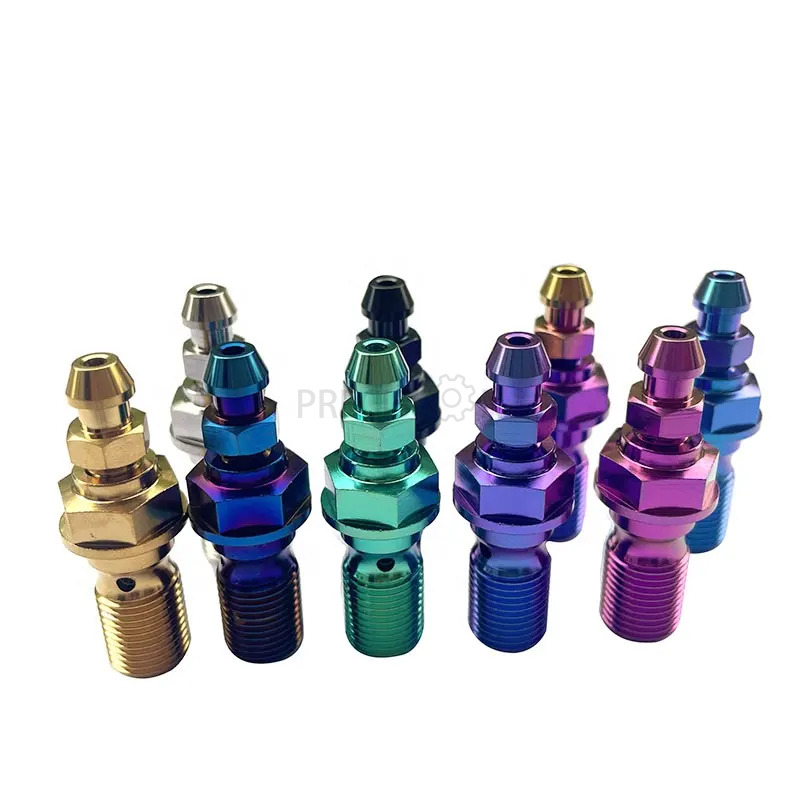 Titanium Banjo Bolt with Bleed Nipple Screw