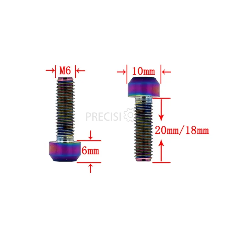 Titanium Brake Caliper Bolts M6 × 20mm
